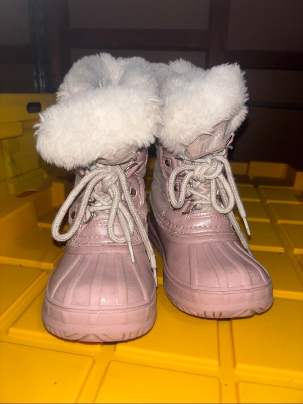 London Fog Pink Faux-Fur Cuff Kids Rain & Snow Boots